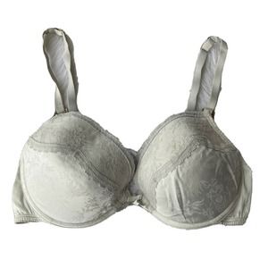 Vintage Pleasure State Bra Sz 36DD White Liquid Satin Creme Lace Cups Underwire